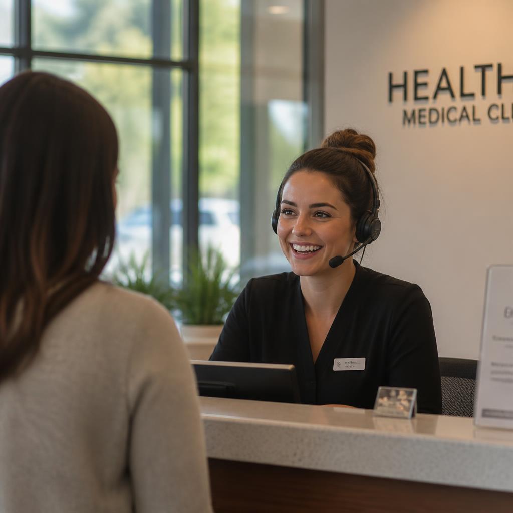 Friendly SouthStar healthcare consultant with headset